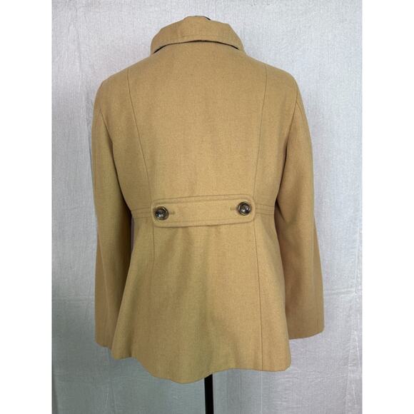 Old Navy Camel Tan Button Front Wool Blend Coat Women S Sz Large Retro Vtg Look - Picture 3 of 11